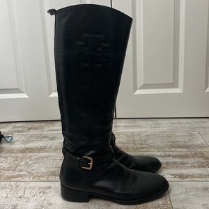 Tory Burch Black Leather Riding Boots Sz 10